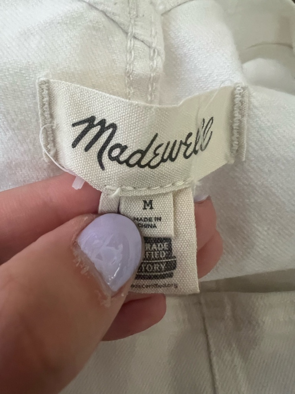 Madewell Adirondack Denim Short Overalls Tile White size M - Picture 6 of 8